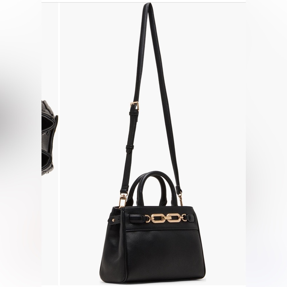 Anne Klein Black Satchel with Gold Hardware - Picture 2 of 6